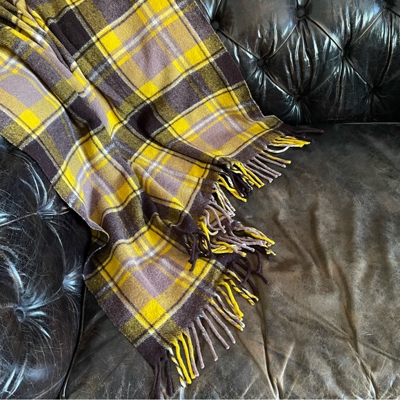 Bedding Vintage Plaid Wool Stadium Blanket With Fringe Poshmark